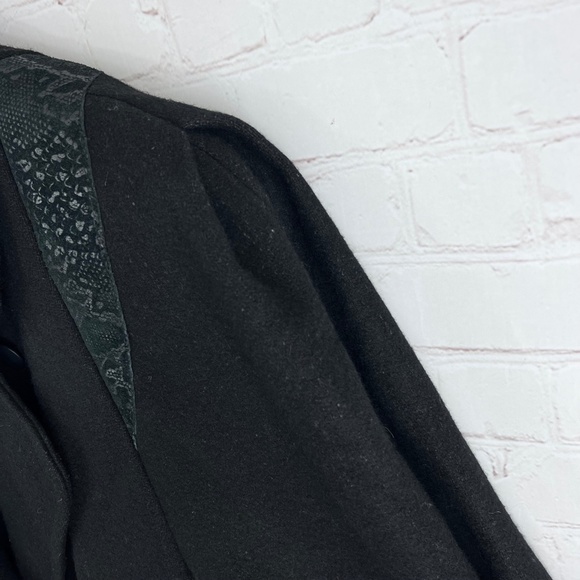 ••VINTAGE |•LADY SUZETTE•| GORGEOUS Long Wool Jacket Snakeskin Leather Embellish - Picture 5 of 16